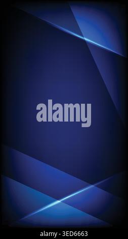 Premium dark blue gradient background featuring sharp geometric shapes and elegant neon light streaks Stock Vector
