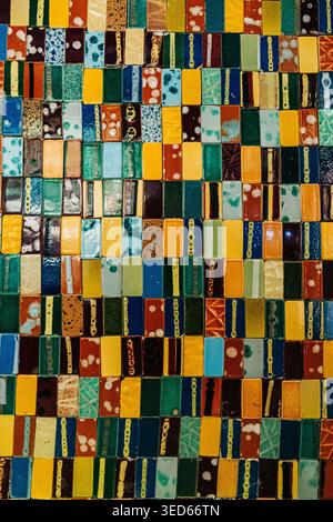 Colorful ceramic tiles creating abstract mosaic pattern Stock Photo