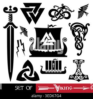 Set of Viking symbols Stock Vector