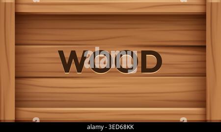 Wooden plank background with text sign. Natural timber texture for your rustic design. Vector illustration Stock Vector