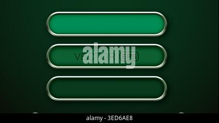 Set of modern green metallic glossy buttons for user interface. Elegant web navigation design. Vector illustration Stock Vector