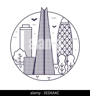 London City Business District Line Icon Stock Vector