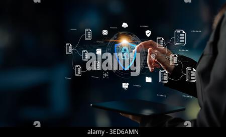 A modern concept depicting cybersecurity with a digital lock emphasizing the significance of data protection and safety measures in today technology Stock Photo
