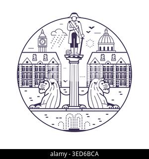 Trafalgar Square London Landmark Line Icon Stock Vector