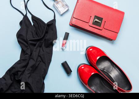 red and black dress accessories Red Dress with Black Heeled Sandals Outfits (34 ideas & outfits)