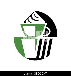 Abstract Coffee and Cupcake Fusion Logo for image Stock Vector