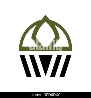 Minimalist Crown Cupcake Logo Design Stock Vector