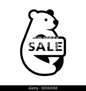 Minimalist Panda Bear Sale Logo Stock Vector