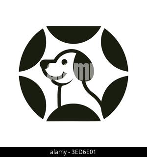 Minimalist Dog Portrait Circular Logo Stock Vector