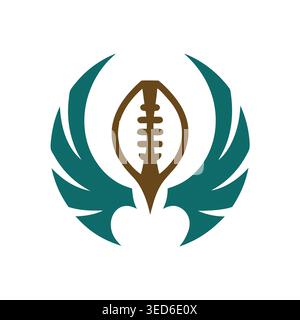 American Football Winged Trophy Sports Emblem Stock Vector