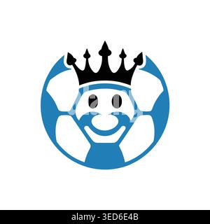 Crowned Smiling Soccer Ball Mascot Sports Logo Stock Vector