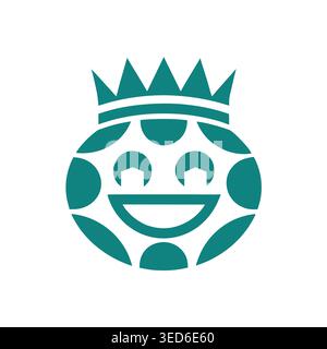 Playful Crowned Soccer Ball Mascot Vector Logo Stock Vector