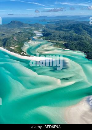 Aerial view of the turquoise waters and sandbars of Cudgen Creek in ...