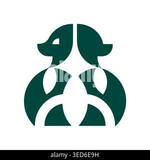 Abstract Symmetrical Twin Bird or Animal Silhouette Logo Stock Vector