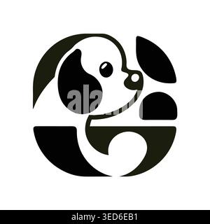 Minimalist Circular Puppy Dog Vector Logo Design Stock Vector