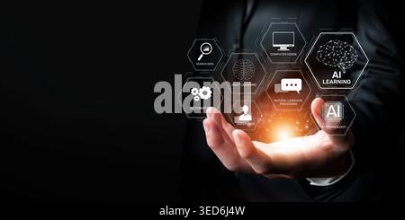 Explore the intersection of innovative generative AI and assistive technologies, showcasing advancements in coding and natural language processing Stock Photo