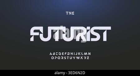 Futurist Font Logo Future Alphabet Bold Geometric Letter Set Modern Typography, Techno Typographic Design for Strong Title Text, Futuristic Headline Stock Vector