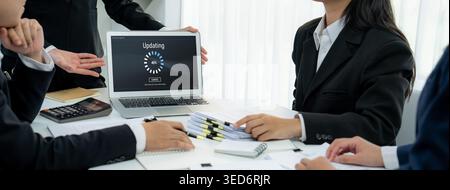 Software update on computer for brisk version of device software upgrade Stock Photo