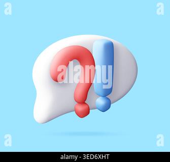3D Question and exclamation mark in speech bubble Stock Vector