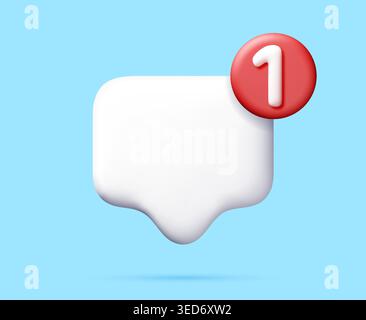 3d notification bubble with number one on blue Stock Vector
