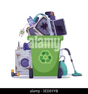 Recycling old equipment. conceptual illustration with old notebooks computers smartphones Stock Vector
