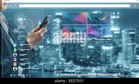 AI image generator interface enables image, AI, and generator process by converting user prompt into visual content using intelligent algorithms Stock Photo