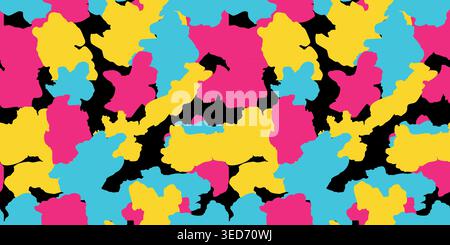 Seamless Fashion Camouflage Pattern. Repeating abstract texture with vibrant masking shapes for cloth and material Stock Vector