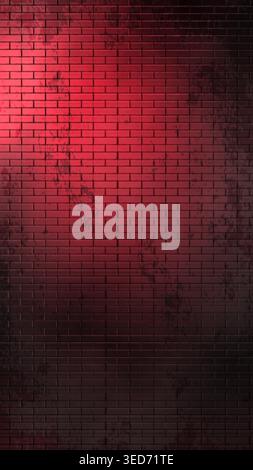 Red Lights Brick Wall Vertical Background. Mobile Story Banner. Stock Vector