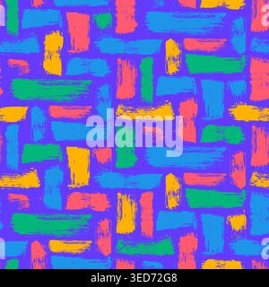 Abstract Brushstroke Pattern Colorful Paint Texture Grunge Seamless Background Design abstract paint theme brushstroke texture style colorful palette Stock Vector