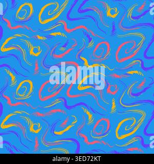 Abstract Scribble Pattern Hand Drawn Brush Lines Colorful Seamless Background abstract scribble theme hand drawn brush style colorful palette dynamic Stock Vector