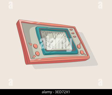 Retro Arcade Console Flat Illustration Vintage Gaming Machine Screen Technology retro arcade machine theme flat illustration style muted color palette Stock Vector