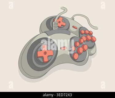 Gaming Controller Flat Illustration Modern Gamepad Device Technology Neutral Color gaming controller theme flat illustration style neutral palette mod Stock Vector