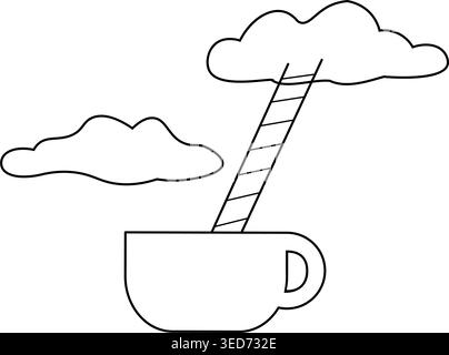 Cup With Cloud And Ladder Concept Icon Stock Vector
