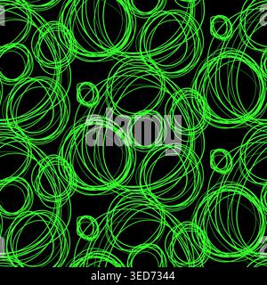 Colorful Grunge Round Abstract Neon Squares Seamless Pattern with Grunge Texture Stock Vector