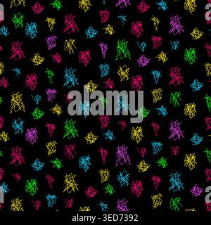 Abstract Star Neon Squares Seamless Pattern with Grunge Texture Stock Vector
