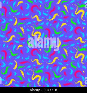 Colorful Grunge Fluffy Abstract Neon Squares Seamless Pattern with Grunge Texture Stock Vector