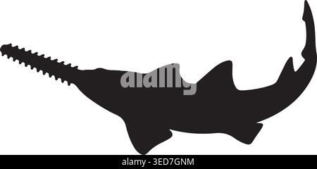 Sawfish Silhouette Vector Illustration for Marine Wildlife and Aquatic Life Design Stock Vector