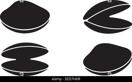 Clam Shell Silhouette Vector Set for Seafood Restaurant and Marine Life Branding Stock Vector