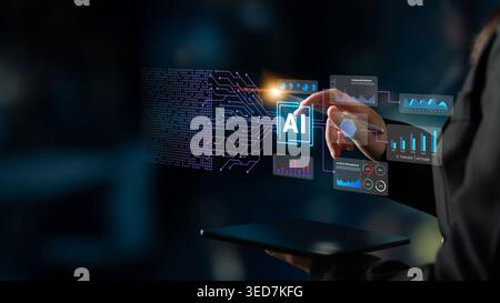 AI data analysis enhances business insights, drives performance, and strengthens strategy with advanced data visualization and predictive analysis Stock Photo
