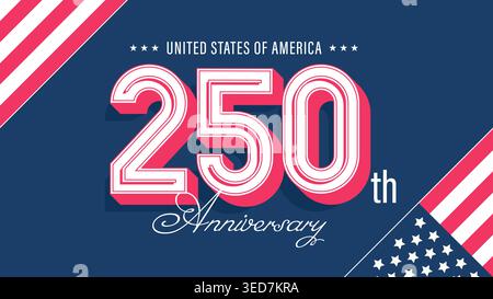 United States 250th anniversary banner with patriotic design for celebration events. Vector illustration Stock Vector