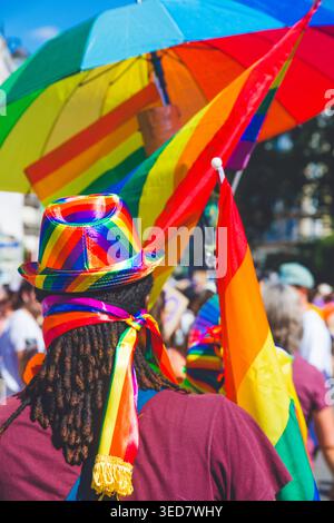 gay pride patio umbrella Rainbow in a Chevron Pattern 33" Parasol  Stitchy Frood Pride Shack Large Rainbow Panel