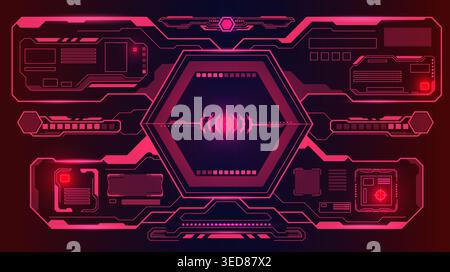 Hud sci fi interface screen. Glowing gaming assets, futuristic gui screen, technology display, digital background design, control dashboard, virtual Stock Vector