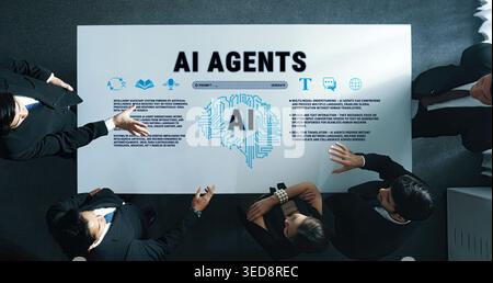 Business Team Discussing AI Agents and Their Impact on Modern Technology in a Conference Room Setting Quark. Stock Photo