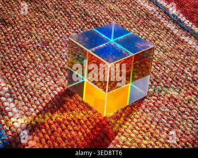 Colored glass cube prism decoration and object Stock Photo