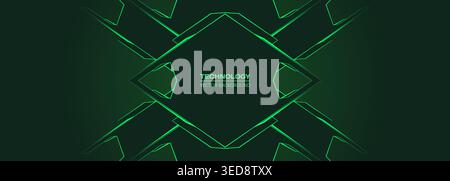 Dark green abstract background featuring layered geometric diamonds and sharp polygonal lines, glowing edges and subtle gradient highlights creating Stock Vector
