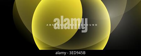 Elegant abstract composition with overlapping golden shapes and soft gradients on black background. Minimal and stylish design ideal for corporate Stock Vector