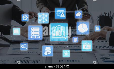 Data analytics and big data strategy for real-time analytics, predictive data modeling, business intelligence analytics, and data-driven decision Stock Photo