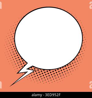Pop art speech bubble with lightning tail and halftone dots isolated on colored background comic style empty space for text Stock Vector