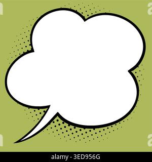 Comic cloud speech bubble with halftone dots isolated on colored background pop art style empty space for text and dialog Stock Vector