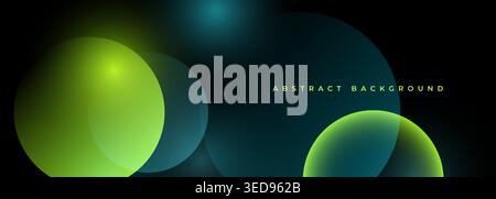 Minimal dark abstract background with soft green gradient circles. Clean composition with negative space. Perfect for corporate presentations Stock Vector